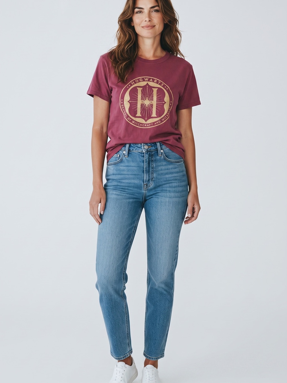 Warner Bros. Hogwarts Burgundy Graphic Short Sleeve Tee 100% cotton